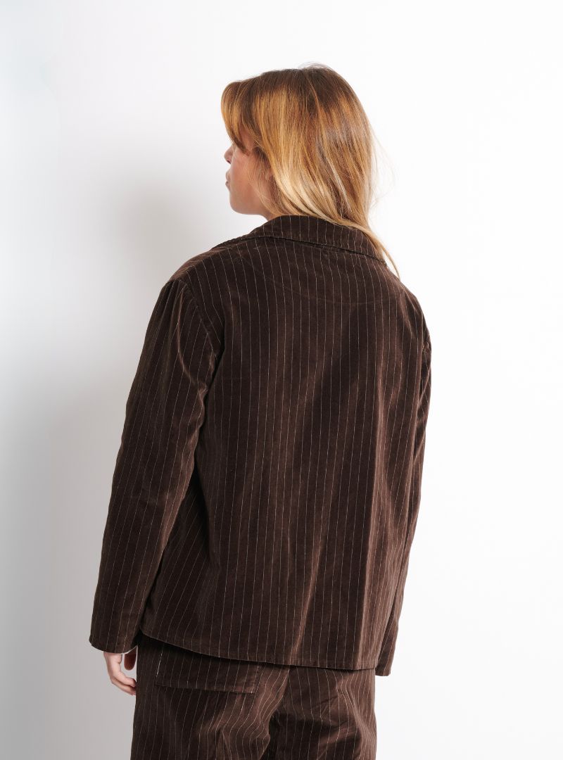 Veste Ten Velours Rayé Café