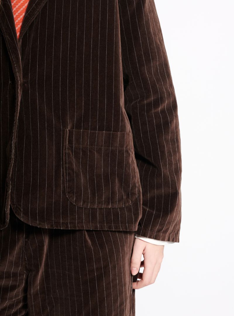 Veste Ten Velours Rayé Café