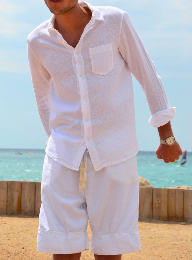 Chemise nid d'abeille blanc