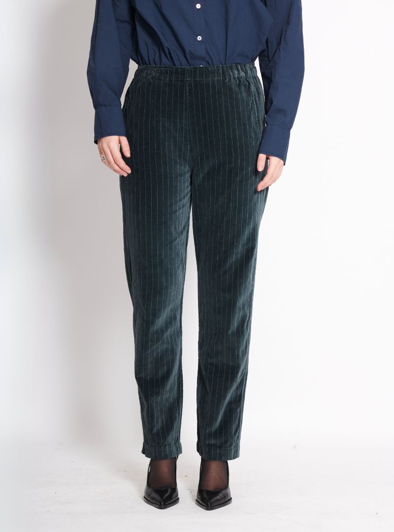 Pantalon Bag Velours Rayé